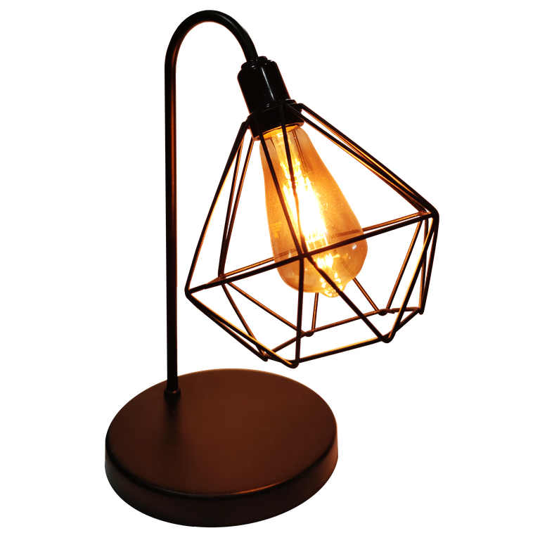 Abajur de Quarto Luminária Industrial Aramado Diamante Preta