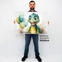 Ver imagem 2 de Quadro Decorativo Baby Dino em Moldura Caixa Tacolado Moldura Caixa 3cm Madeira com Vidro 60 X 90cm