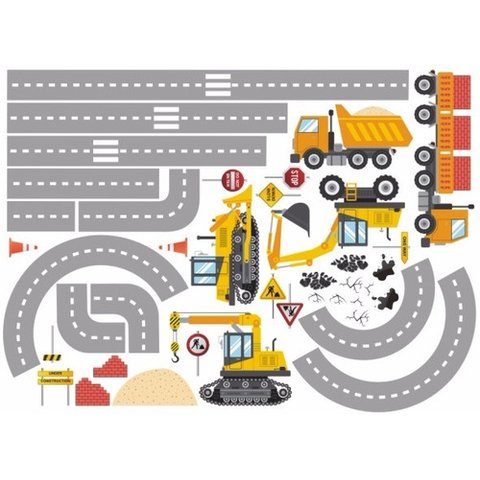 Adesivo Parede Infantil Trator Construção Caminhão Bebe