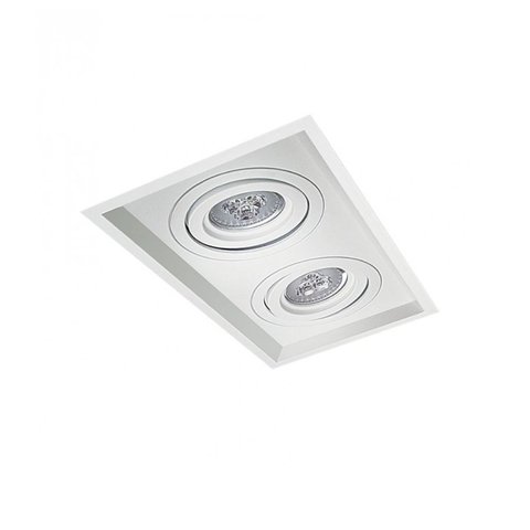 Spot de Embutir Recuado Branco Quadrado Duplo para PAR20 Opus