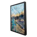 Ver imagem 1 de Quadro Decorativo Caixa Alta com Vidro Abstrato Mármore Azul Profundo TaColado Moldura Preta 90 x 60