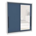 Ver imagem 2 de Guarda-roupa Casal Valência 2 Portas 2 Gavetas com Espelho Branco/azul - Politorno