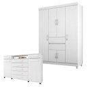 Ver imagem 1 de Cômoda London e Guarda Roupa Solteiro Ecom 2 Branco Flex - Demóbile