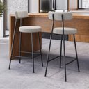 Ver imagem 2 de Banqueta Alta Cozinha Kobe Estofada com Encosto Linho Cinza - Desk Design