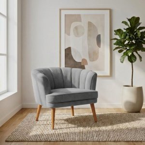 Poltrona Decorativa para Sala de Estar Espaço Gourmet Tecido Veludo Premium Base Estável