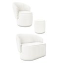 Ver imagem 1 de Sofá Namoradeira com Poltrona e Puff Orgânico Sala Malu Bouclê Off White M11 - D’Rossi