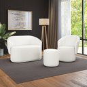 Ver imagem 2 de Sofá Namoradeira com Poltrona e Puff Orgânico Sala Malu Bouclê Off White M11 - D’Rossi