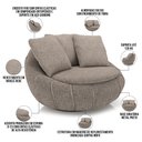 Ver imagem 4 de Kit 02 Poltronas Giratórias para Sala de Estar Kira M03 Bouclê Bege Escuro - Lyam Decor