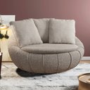 Ver imagem 2 de Kit 02 Poltronas Giratórias para Sala de Estar Kira M03 Bouclê Bege Escuro - Lyam Decor