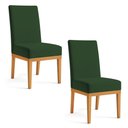 Ver imagem 1 de Kit 2 Cadeiras de Jantar Brisa Veludo Verde Base de Madeira - Pallazio