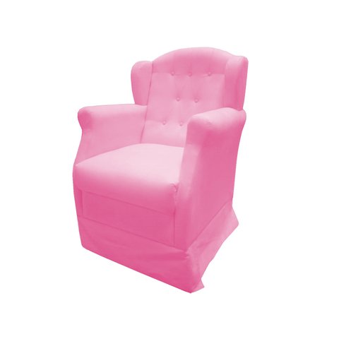 Poltrona Cadeira De Amamentação Com Balanço Manu Suede Rosa Bebê Ms Decor