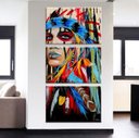 Ver imagem 1 de Conjunto de 3 Telas Quadro Decorativo India Apache