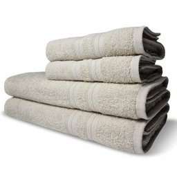 Jogo de Toalhas Itália Soft 4 Pçs - 2 Banho e 2 Rosto 430g/m² 100% Algodão Bege - 4