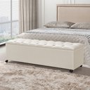 Ver imagem 2 de Recamier Baú com Rodízios Cancun 1,50m Linho Crú