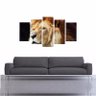 Quadro Leão Decorativo Canvas 5 peças 114x65 - 3