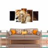 Quadro Leão Decorativo Canvas 5 peças 114x65 - 1