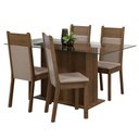 Ver imagem 2 de Conjunto Sala de Jantar Mesa Tampo de Vidro 4 Cadeiras Rustic/crema/sintético Bege Savana Madesa