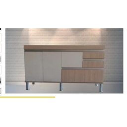 Gabinete para Pia de Cozinha de 1,50m Donatelo Frente Cípres e Branco Fosco Laterais Branco Fosco Ri - 1
