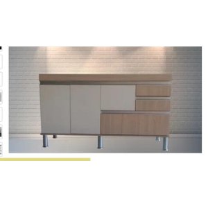 Gabinete para Pia de Cozinha de 1,50m Donatelo Frente Cípres e Branco Fosco Laterais Branco Fosco Ri