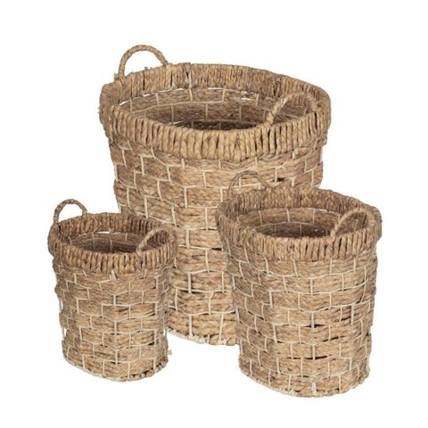 Kit 3 Cestos Maya Or Design Fibra Natural Seagrass