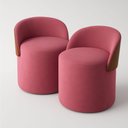 Ver imagem 2 de Kit 2 Puff Curvo com Encosto Redondo Orgânico Sala Confortável Resistente Composé Suede Corino
