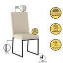 Ver imagem 6 de Kit 6 Cadeiras Estofadas Base de Ferro Preta para Mesa Jantar Bege