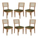 Ver imagem 1 de Kit 6 Cadeiras com Assento Estofado Encosto em Tela 100% Mdf Freijó Verde Dalla Costa