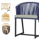 Ver imagem 4 de Mesa com 4 Cadeiras de Jantar Roma 100cm e Noronha em Aluminío Preto Corda Nautica Estofado 3 Trama