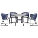 Ver imagem 1 de Mesa com 4 Cadeiras de Jantar Roma 100cm e Noronha em Aluminío Preto Corda Nautica Estofado 3 Trama