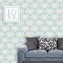 Ver imagem 1 de Papel de Parede Lavável Clássico Arabesco Azul bebe