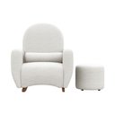 Ver imagem 3 de Poltrona Amamentação de Balanço com Puff Lara Estrutura Reforçada Design Orgânico Chenille Off White