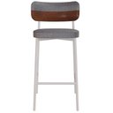 Ver imagem 4 de Kit 06 Banquetas Alta Bar Cozinha Sala de Jantar Aço Branco Kaira C01 Linho Cinza Courino Whisky -