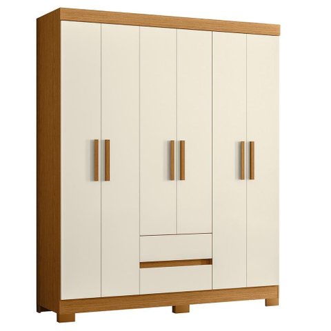 Guarda Roupa Solteiro Olímpia 6 Portas 2 Gavetas Cinamomo/off White - Móveis Albatroz