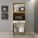 Ver imagem 2 de Armário de Cozinha Multiuso 4 Portas com Espaço Micro-Ondas Cinamomo/Off White Acetinado