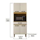 Ver imagem 6 de Armário de Cozinha Multiuso 4 Portas com Espaço Micro-Ondas Cinamomo/Off White Acetinado