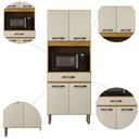Ver imagem 4 de Armário de Cozinha Multiuso 4 Portas com Espaço Micro-Ondas Cinamomo/Off White Acetinado