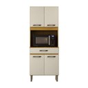Ver imagem 3 de Armário de Cozinha Multiuso 4 Portas com Espaço Micro-Ondas Cinamomo/Off White Acetinado