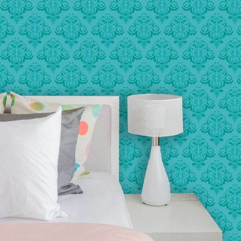 Papel de Parede Lavável Clássico Arabesco Eterno Azul