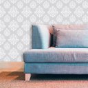 Ver imagem 1 de Papel de Parede Lavável Clássico Arabesco Cinza Claro