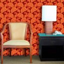 Ver imagem 1 de Papel de Parede Lavável Clássico Arabesco Mosaico Laranja