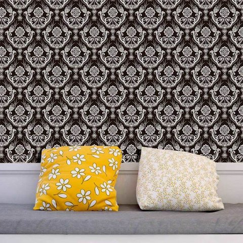 Papel de Parede Lavável Clássico Arabesco luxo escuro