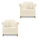 Ver imagem 1 de Kit 2 Poltronas Sala De Estar Linho Pés CastanhoCor Bege