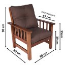 Ver imagem 6 de Conjunto Cancún Sofá 3 Lugares e Poltronas de Madeira Estofado Marrom