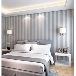 Papel de Parede Adesivo Listras Cinza e Branco Vertical 3m - 1