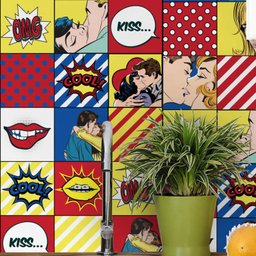 Adesivo de Azulejo Pop Art 20x20 cm com 12un - 1