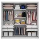 Ver imagem 3 de Guarda Roupa Casal Medelim 3 Portas 4 Gavetas Neve com Espelho – Novo Horizonte