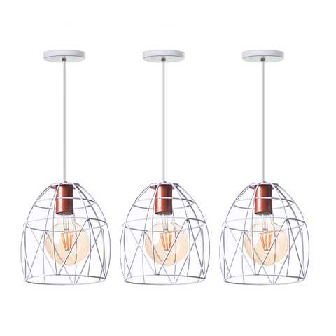 Kit 3 Pendentes Aramado Bala 23 Cm Decorações Cor: Branco