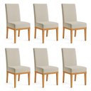 Ver imagem 1 de Kit 6 Cadeiras de Jantar Brisa Suede Base de Madeira - Pallazio Cor Cappuccino