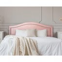 Ver imagem 2 de Cabeceira King Curva Luxo 193x60 Veludo Rosê - Tachas Fumê