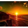 Adesivo Paisagem Por do Sol Mar Papel Parede Natureza GG277 - 1